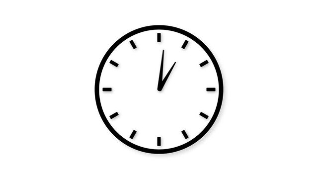 Round Clock With Rotating Animated Arrows. Animation On White