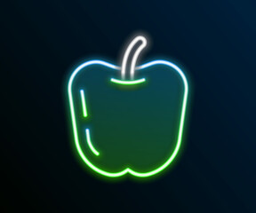 Glowing neon line Apple icon isolated on black background. Fruit with leaf symbol. Colorful outline concept. Vector