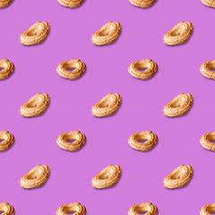 seamless pattern Spanish dessert churos on lilac background