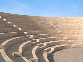 3d rendering of a classic amphitheatre with stone steps - obrazy, fototapety, plakaty