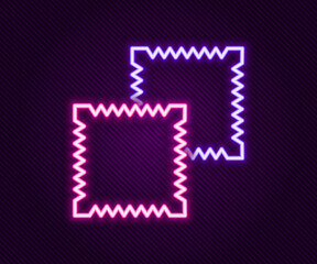 Glowing neon line Textile fabric roll icon isolated on black background. Roll, mat, rug, cloth, carpet or paper roll icon. Colorful outline concept. Vector