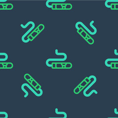 Line Cigar icon isolated seamless pattern on blue background. Vector