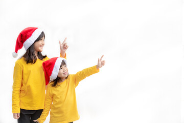 Fototapeta na wymiar Merry christmas. children cheerful celebrate christmas. siblings are ready to celebrate christmas or meet new year.