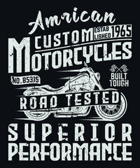 Fototapeta na wymiar Fully editable vector illustration (Editable AI) and EPS outline American Custom Motorcycles T shirt Design an image suitable for t-shirt graphic, poster or print design, the package is 4500x5400px