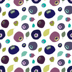 Seamless pattern with blueberry. Vector hand drawn illustration. Design for cosmetics, spa, health care products and perfume. Best for textile, wrapping paper, post cards and farmers market.