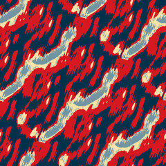 Mottled marine blue red yellow seamless texture. Modern retro swim wear fashion allover print. Memphis style masculine grunge abstract background. High quality jpg swatch.