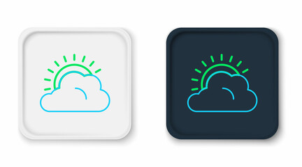 Obraz premium Line Sun and cloud weather icon isolated on white background. Colorful outline concept. Vector