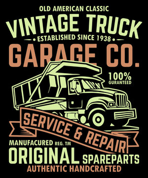 Fully editable vector illustration (Editable AI) and EPS outline Vintage Truck T-Shirt Design an image suitable for t-shirt graphic, poster or print design, the package is 4500x5400px