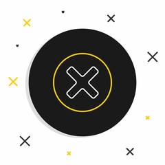 Fototapeta premium Line X Mark, Cross in circle icon isolated on white background. Check cross mark icon. Colorful outline concept. Vector