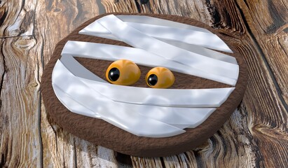 Halloween mummy cookie - 3D illustration