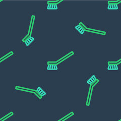 Line Brush for cleaning icon isolated seamless pattern on blue background. Cleaning service concept. Vector