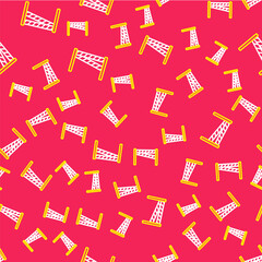 Line Crime scene icon isolated seamless pattern on red background. Vector