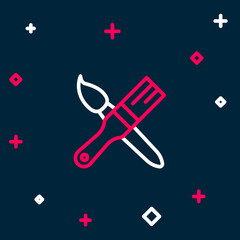 Line Paint brush icon isolated on blue background. Colorful outline concept. Vector