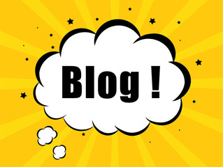 Blog in yellow cloud bubble background