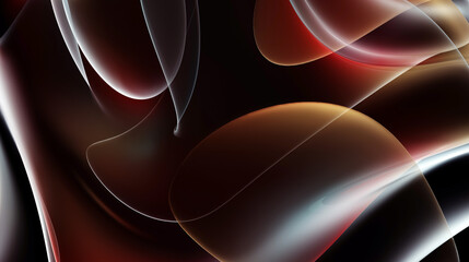 3d render of abstract art 3d background with part of surreal organic alien flower in curve round wavy organic biological spherical transparent lines forms in orange brown and red gradient color
