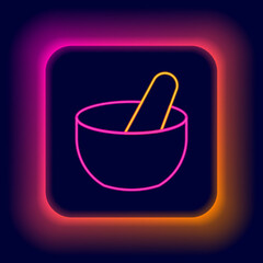 Glowing neon line Witch cauldron icon isolated on black background. Happy Halloween party. Colorful outline concept. Vector