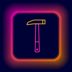 Glowing neon line Firefighter axe icon isolated on black background. Fire axe. Colorful outline concept. Vector
