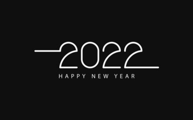 Happy New Year 2022 text design. Minimalistic text template