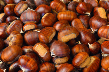 Texture of Chestnuts in flat lay angle