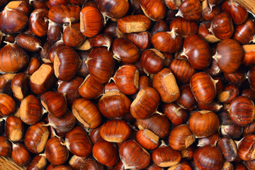 Texture of Chestnuts in flat lay angle