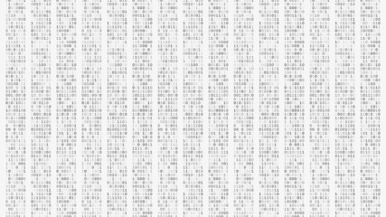 Obraz premium Wallpaper with binary computer code on light background. Binary data in columns of 8 numbers.