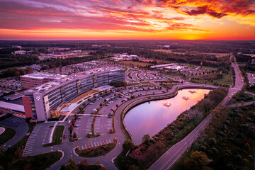 EPIC Aerial Drone Sunrise in Plainsboro Princeton New Jersey 