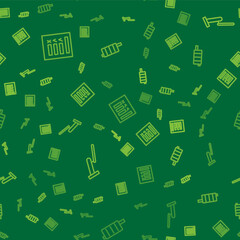 Set line Car inspection, Windscreen wiper and muffler on seamless pattern. Vector