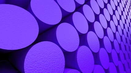 Abstract background with purple cylinders under black-white background. 3D high quality rendering. 3D illustration. 3D CG.
