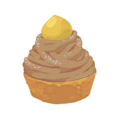 イラスト素材：チョコレートモンブラン　一切れ