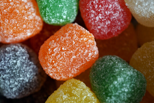 Macro View Of Colorful Gum Drop Candies - Can Be Used As A Background Or Wallpaper