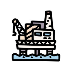 oil rig color vector doodle simple icon