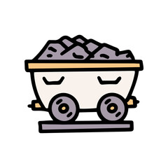 coal mine cart color vector doodle simple icon
