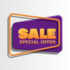 3d sale banner design template.realistic special offer banner design vector