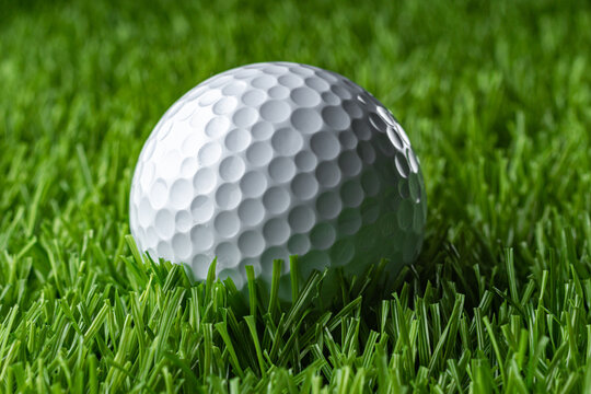 A golf ball on an artificial turf. Screen Golf