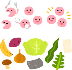 プレバイオティクスと善玉菌のキャラクター