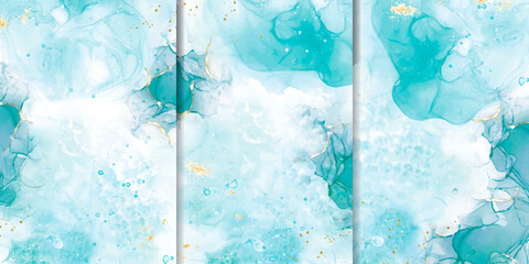 Set of Hand Painted Abstract Alcohol Ink Background © FederiqoEnd