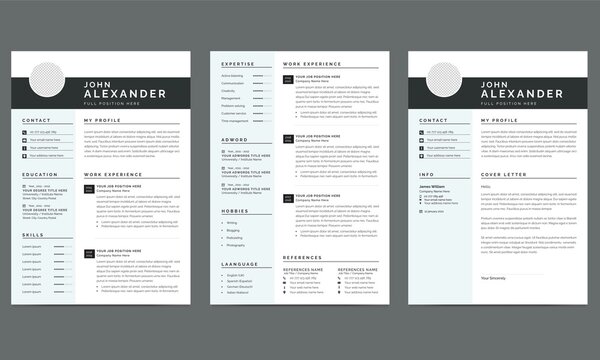 Resume / CV and cover letter template job applications 2page design vector