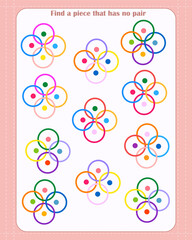  Logic game for children. Find which shape is unpaired. Development of attention