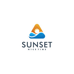 Sunset Peak logo design vector illustration