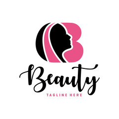 beauty salon inspiration illustration logo with letter B