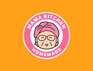 Cute character of grandma for kitchen logo template