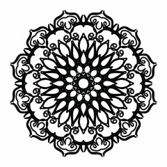 Circular pattern in the form of a mandala for Henna, Mehndi, tattoos, decorations. Decorative decoration in ethnic oriental style. Coloring book page.