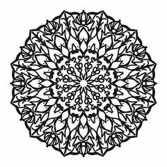 Circular pattern in the form of a mandala for Henna, Mehndi, tattoos, decorations. Decorative decoration in ethnic oriental style. Coloring book page.