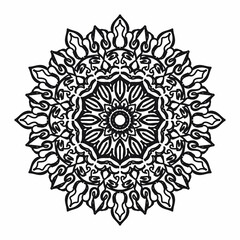 Fototapeta na wymiar Circular pattern in the form of a mandala for Henna, Mehndi, tattoos, decorations. Decorative decoration in ethnic oriental style. Coloring book page.