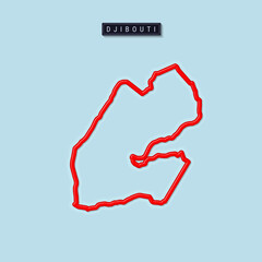 Djibouti bold outline map. Vector illustration