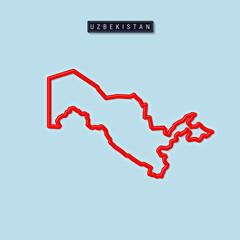 Uzbekistan bold outline map. Vector illustration