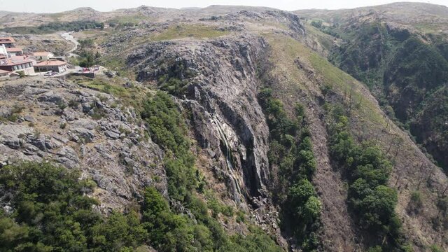 Panoramic view of the majestic waterfall Cascata da Frecha da Mizarela, Arouca Portugal