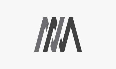 line NM letter logo isolated on white background.