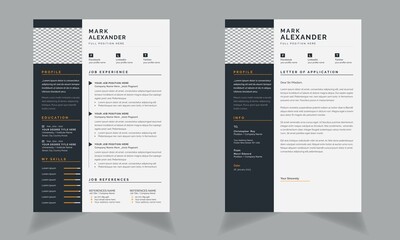 Resume and Cover Letter Template with Ebony Clay Color Sidebar