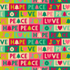 Cute typography and christmas elements seamless pattern background.